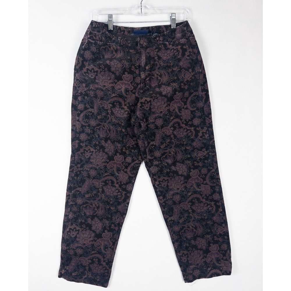 Liz Clairbone‎ Corduroy Pants Womens 8 All Over Print Floral Stretch Tapered